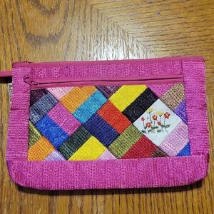 Patchwork Zipper Pouch Colorful Patchwork Clutch